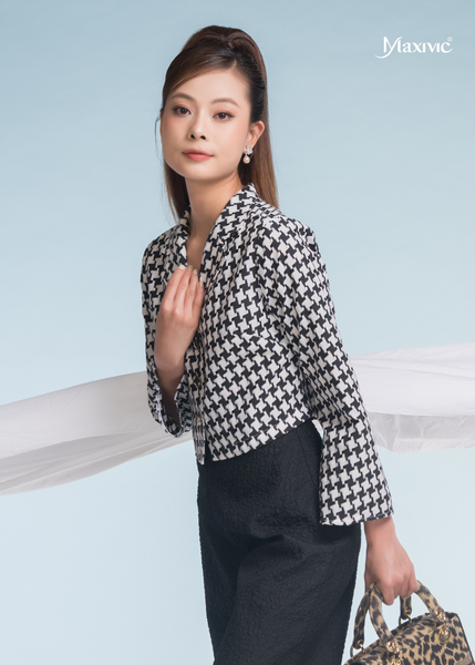 ÁO VEST CROPTOP GINGHAM TRẮNG ĐEN