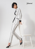 SET VEST LINEN TRẮNG ĐEN SỌC DÀI