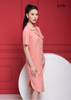 ĐẦM LINEN HỒNG CAM, DÀNG SUÔNG, CỔ DANTON, LA MỘC