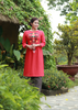 ÁO DÀI MAXIVIC LINEN ĐỎ THÊU HOA