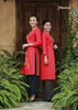 ÁO DÀI MAXIVIC LINEN ĐỎ THÊU HOA