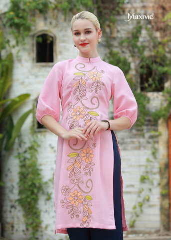 ao-dai-linen-hoa-hong
