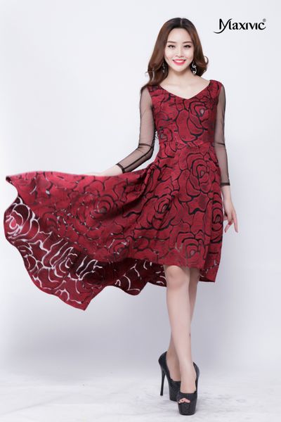 Đầm dạ hội đỏ dáng xoè Maxivic