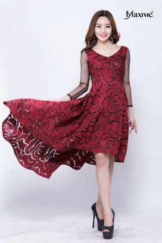 Đầm dạ hội đỏ dáng xoè Maxivic