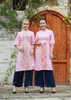 ÁO DÀI LINEN HỒNG THÊU HOẠ TIẾT HOA ĐƯỜNG DIỀM