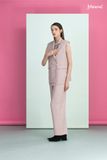 Áo vest hồng cotton bố, cổ đan tông Maxivic