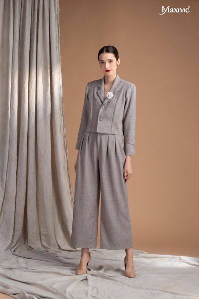 Áo vest lửng xám đỏ cotton xô Maxivic