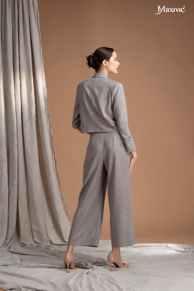 Áo vest lửng xám đỏ cotton xô Maxivic