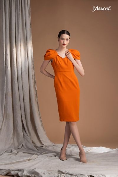 Đầm tay hoa hồng Maxivic