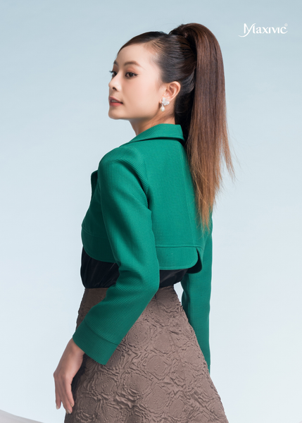 SET ÁO CÁNH ORGANZA ĐEN ÁO KHOÁC XANH KIM CƯƠNG CO GIÃN 4 CHIỂU VÁY HOA NỔI