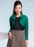 SET ÁO CÁNH ORGANZA ĐEN ÁO KHOÁC XANH KIM CƯƠNG CO GIÃN 4 CHIỂU VÁY HOA NỔI