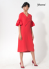 ĐẦM LINEN ĐỎ TAY XOÈ DÁNG SUÔNG