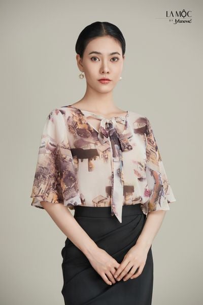 ÁO CHIFFON HỌA TIẾT NGÔI NHÀ LA MỘC