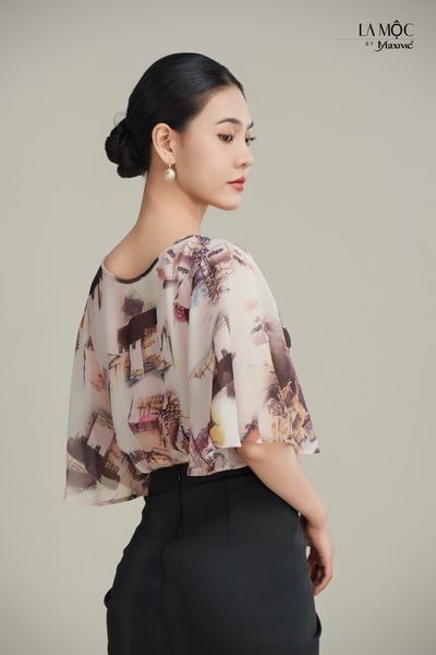 ÁO CHIFFON HỌA TIẾT NGÔI NHÀ Maxivic