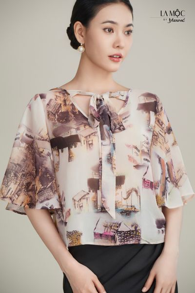 ÁO CHIFFON HỌA TIẾT NGÔI NHÀ Maxivic