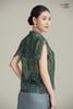 Áo sơmi hải quân chiffon hoa xanh La Mộc