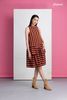 Đầm sọc nâu babydoll tay liền, tùng đắp Maxivic