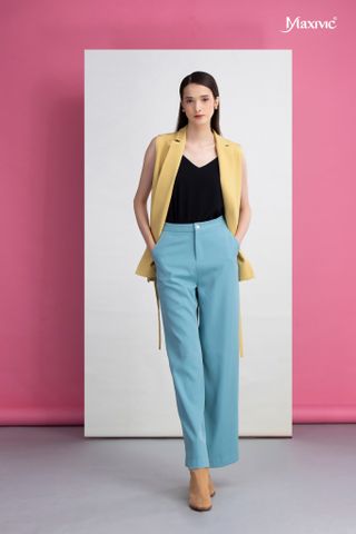 Áo vest vàng lụa bố, khuy cài Maxivic