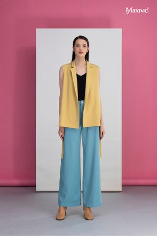Áo vest vàng lụa bố, khuy cài Maxivic