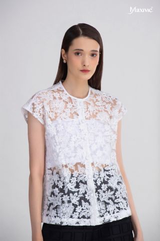 Áo ren organza trắng Maxivic