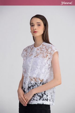 Áo ren organza trắng Maxivic