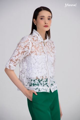 Áo ren organza cổ trụ Maxivic
