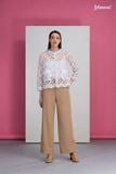 Áo sơmi ren organza cổ trụ Maxivic