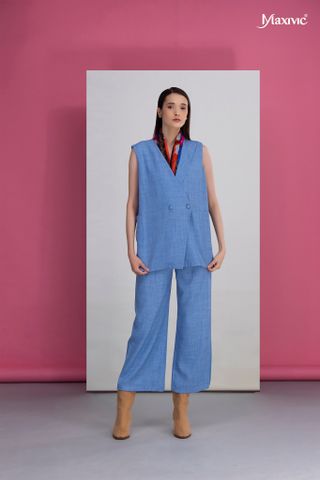 Áo khoác blazer xanh cotpo Maxivic