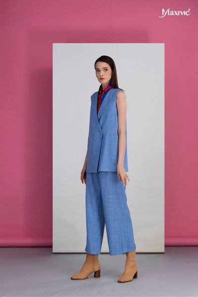 Áo khoác blazer xanh cotpo Maxivic