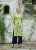 ÁO DÀI LINEN XANH THÊU HOẠ TIẾT LÁ