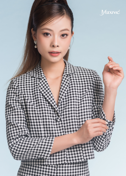 ÁO VEST CROPTOP GINGHAM TRẮNG ĐEN CHẤM BI