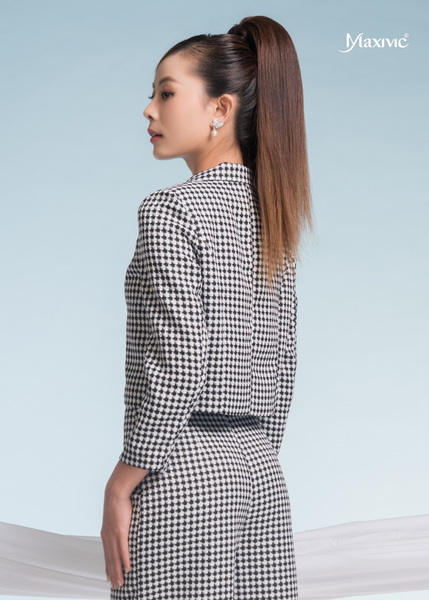 ÁO VEST CROPTOP GINGHAM TRẮNG ĐEN CHẤM BI