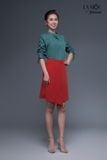 Áo sơmi xanh rêu linen mix tay rút dây La Mộc