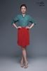Áo sơmi xanh rêu linen mix tay rút dây La Mộc