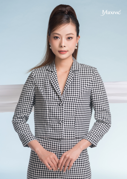 ÁO VEST CROPTOP GINGHAM TRẮNG ĐEN CHẤM BI
