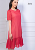 ĐẦM CHIFFON KOREA ĐỎ, CỔ TRÒN, PHOM SUÔNG
