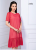 ĐẦM CHIFFON KOREA ĐỎ, CỔ TRÒN, PHOM SUÔNG