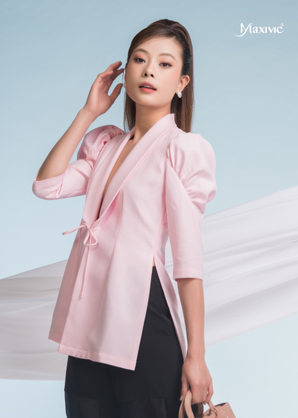 ÁO CREP HỒNG TAY PHỒNG