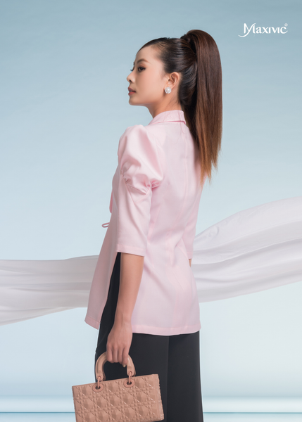 ÁO CREP HỒNG TAY PHỒNG