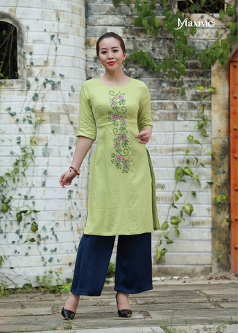 ao-dai-linen-xanh-thêu-hoa