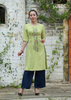 ÁO DÀI LINEN XANH THÊU HOẠ TIẾT HOA