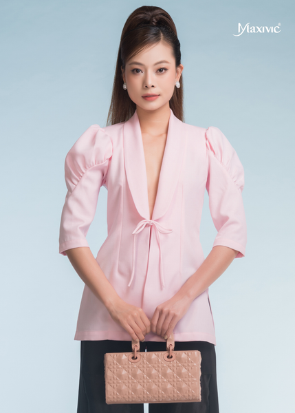 ÁO CREP HỒNG TAY PHỒNG