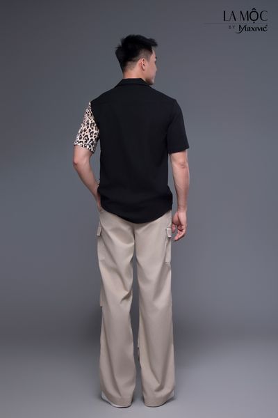 Quần túi hộp nam có chun rút màu kem Maxivic