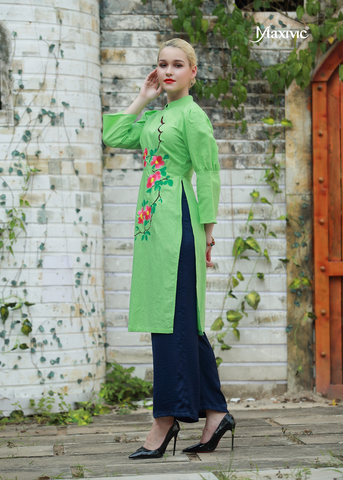 ao-dai-linen-xanh-la