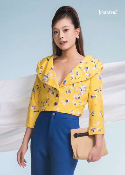 ÁO CROPTOP LINEN BỐ VÀNG HOA