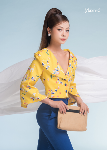 ÁO CROPTOP LINEN BỐ VÀNG HOA