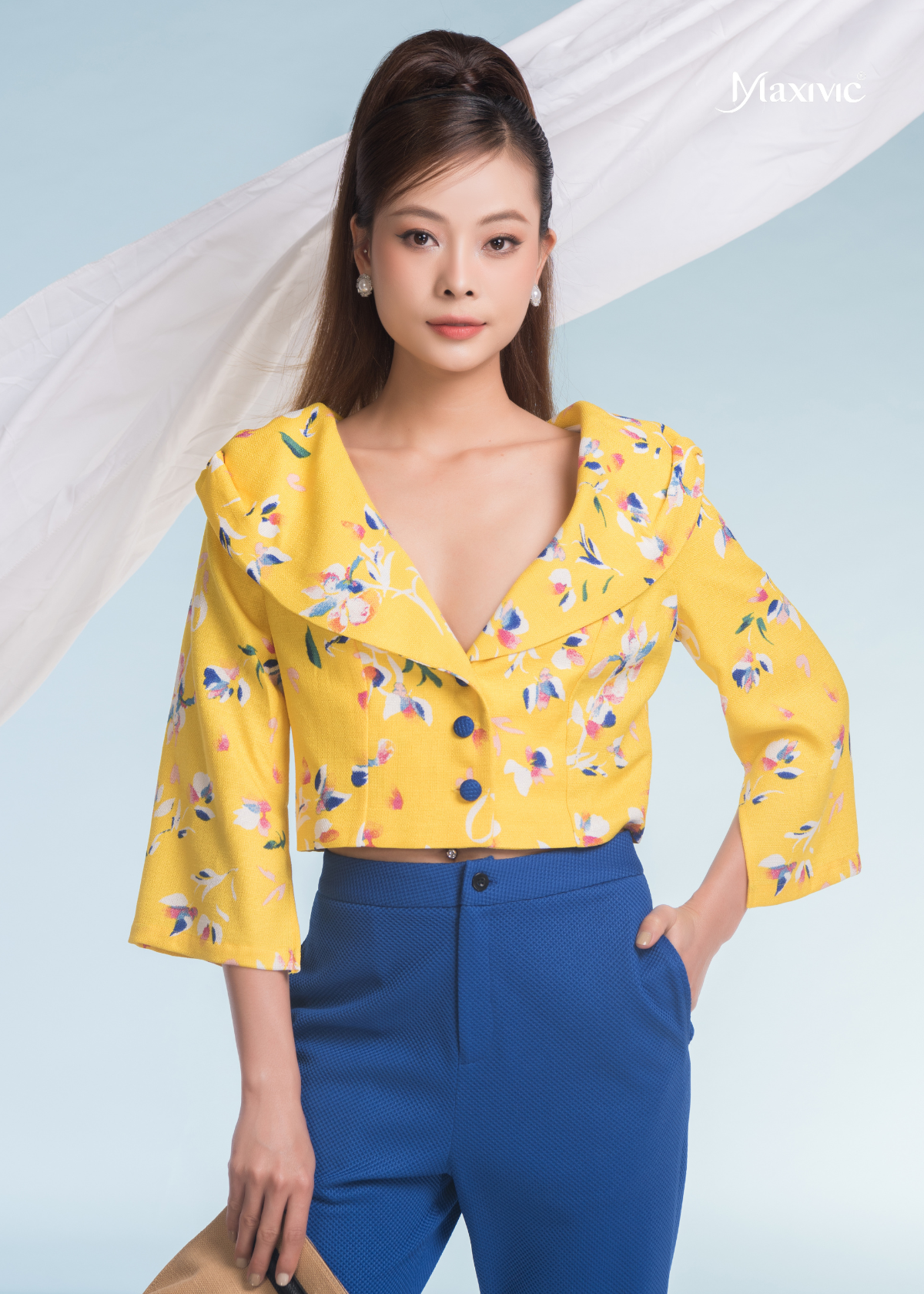  ÁO CROPTOP LINEN BỐ VÀNG HOA 