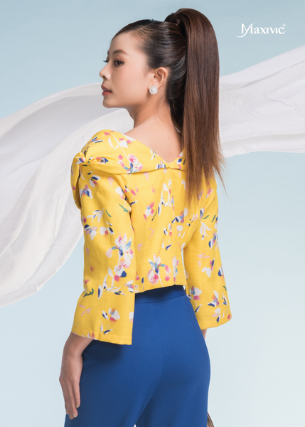 ÁO CROPTOP LINEN BỐ VÀNG HOA