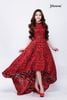 Đầm dạ hội xoè hoa văn hoa hồng màu đỏ Maxivic