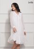 ĐẦM BABY DOLL TRẮNG LA MỘC, LỤA CREP KOREA KẾT HỢP CHIFFON, TAY DÀI, TÙNG XÒE GIẤU BỤNG